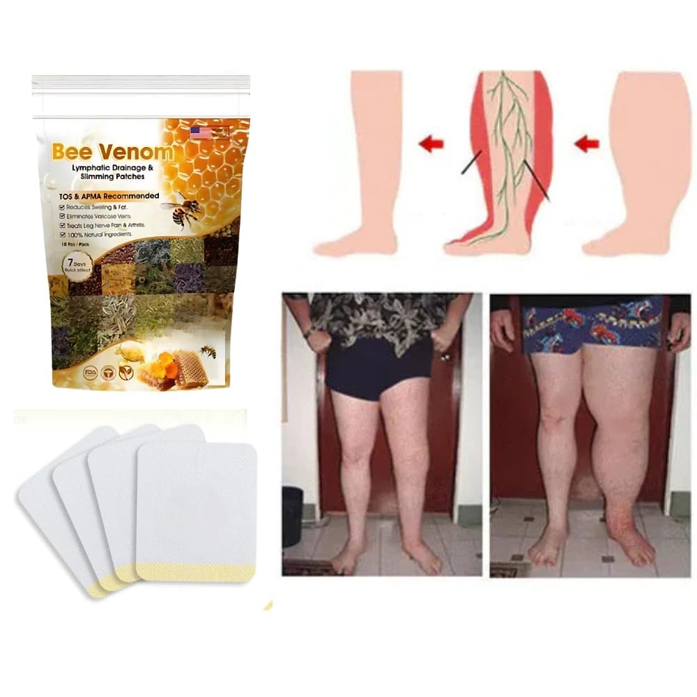 Indiana Huda Bee Venom Lymphatic Drainage and Slimming Patches, 10 Pieces, Natural Formula for Reducing Swelling and Fat
