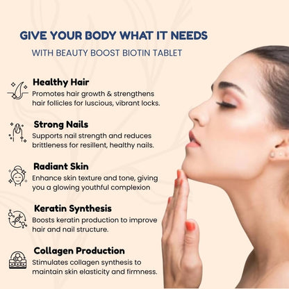 Bioford Hair Biotin Tablets with Grape Seed Extract, Calcium Pantothenate & Essential Minerals | Supports Hair Growth, Strong Nails & Healthy Skin | Pack of 1