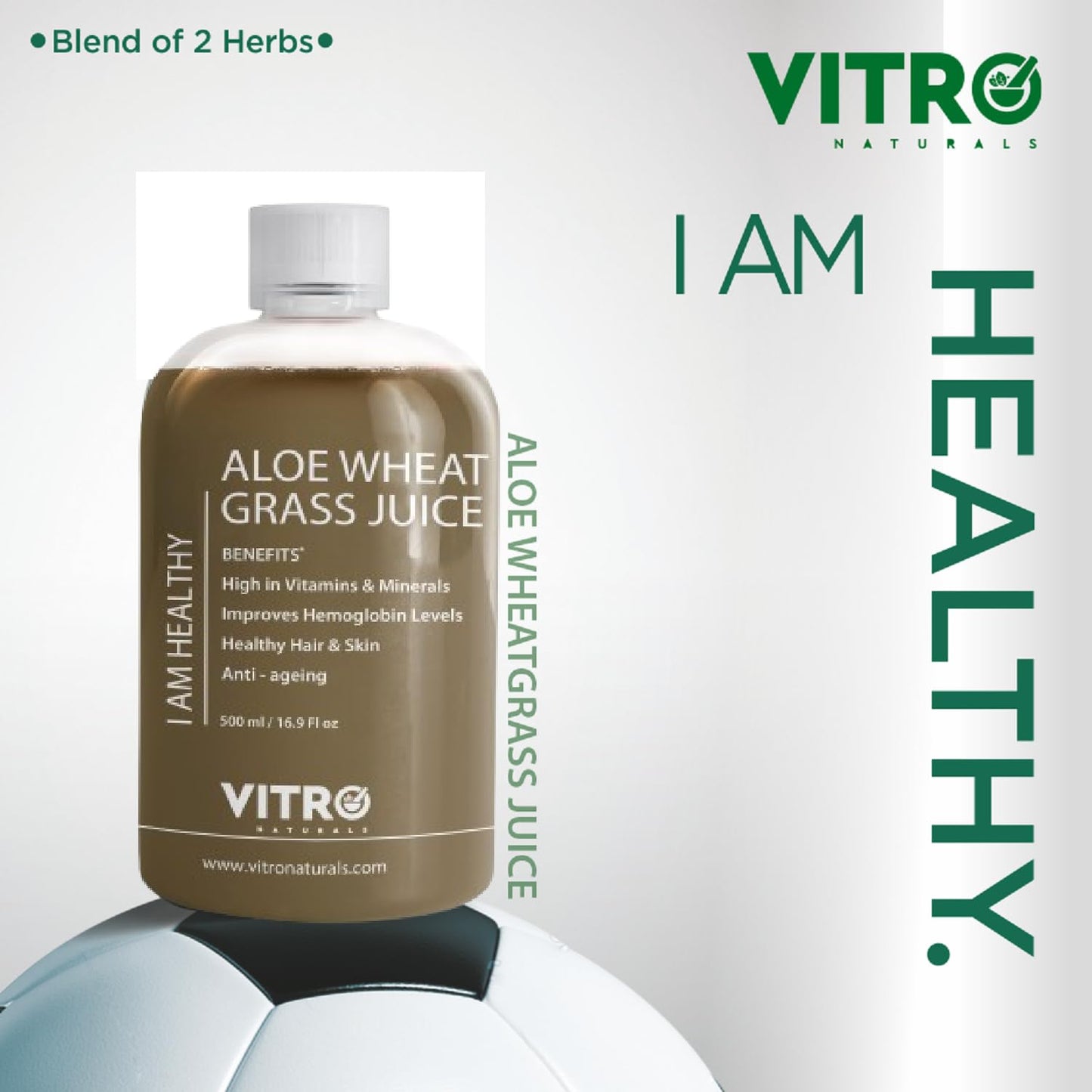 Vitro Aloe Wheatgrass Juice 500 ml | Ayurvedic Detox Drink for Liver Cleanse, Digestion, Blood Purification & Metabolism | 82% Aloe Vera & 15% Wheatgrass