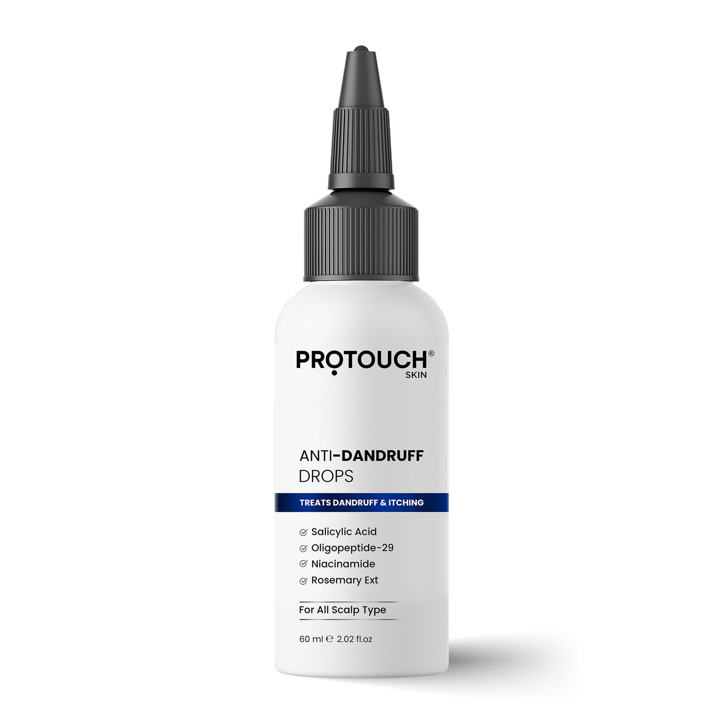 PROTOUCH Anti Dandruff Drops (Serum) - Niacinamide, 0.5% Salicylic Acid, Oligopeptide, Rosemary Ext | Soothes Itchy, Inflamed Scalp | Nourished Hair | For All Scalp Types - 60 ML