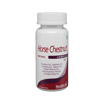 HealthAid Horse Chestnut Complex 60 Veg Tablets| Supports Vascular Health, Varicose Veins, Hemorrhoids, Restless Legs & Healthy Circulation | Discomfort Relief with Herbal Extracts | For Men & Women
