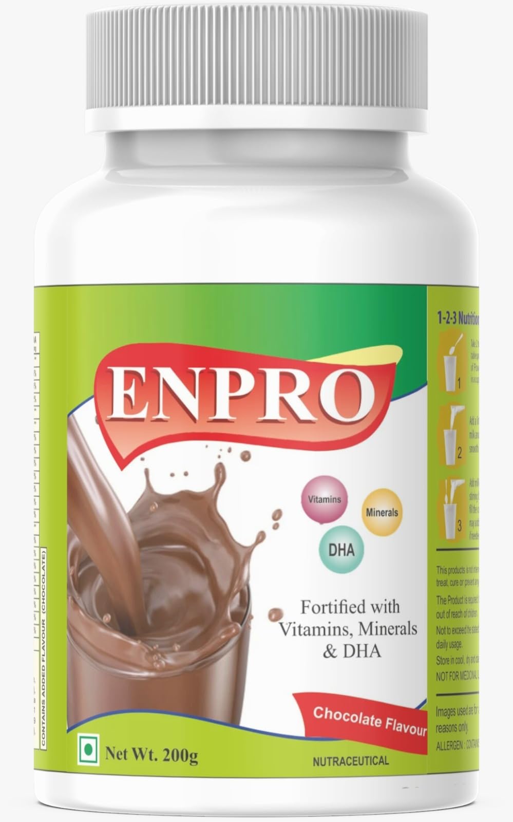 ENPRO Protein Powder | Chocolate Flavour | 200g | Fortified with DHA, Vitamins & Minerals | Supports Energy, Growth & Wellness | Nutritious Daily Drink for All Ages