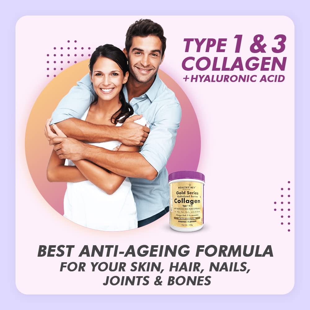 HealthyHey Skin Glow-n-Shine Collagen Powder 200g | Hydrolysed Collagen for Women and Men with Hyaluronic Acid, Biotin and Vitamin C for Healthy Skin, Hair and Nails - (Jaljeera, 200gm)