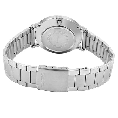 Casio MTP-VT01D-1B Men's Stainless Steel Minimalistic Black Dial 3-Hand Analog Watch