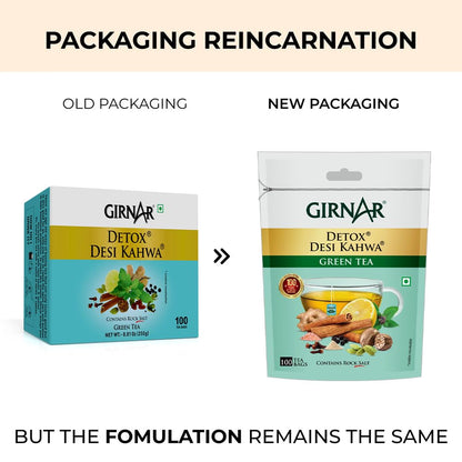 Girnar Detox Green Tea (Desi Kahwa) (100 Tea Bags)