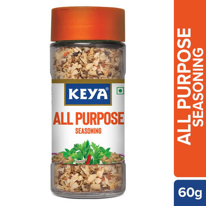 Keya All Purpose Seasoning 60gm l Natural & Healthy Spice Blend for Pizza, Pasta| Glass Bottle | Premium Herbs and Spices, 60gm