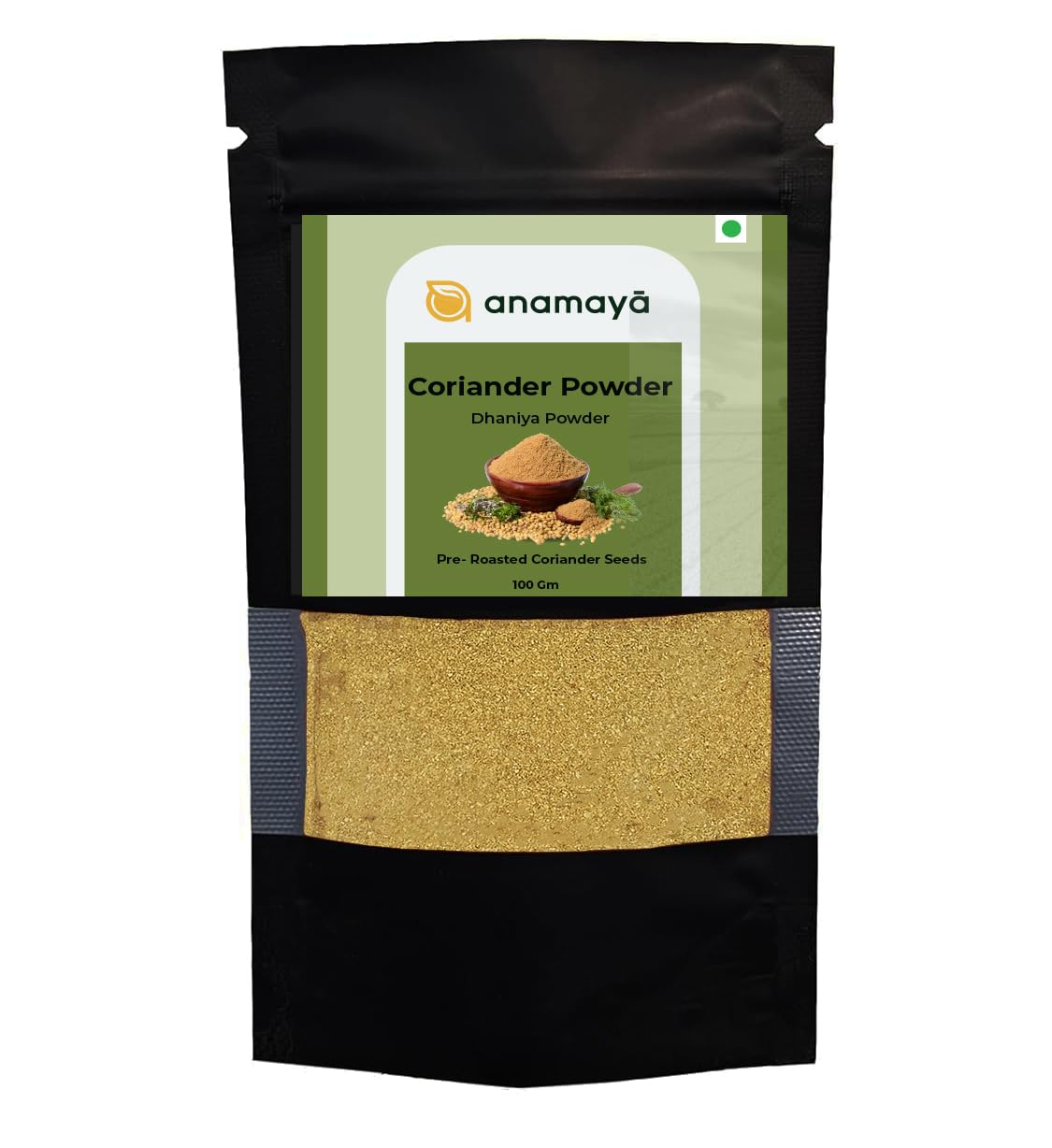 Dhania Powder | Dhaniya Powder 100gm | Coriander Powder 100gm | Pre- Roasted Coriander Powder | Home Grounded | Packed in an aesthetic stand up resealable pouch