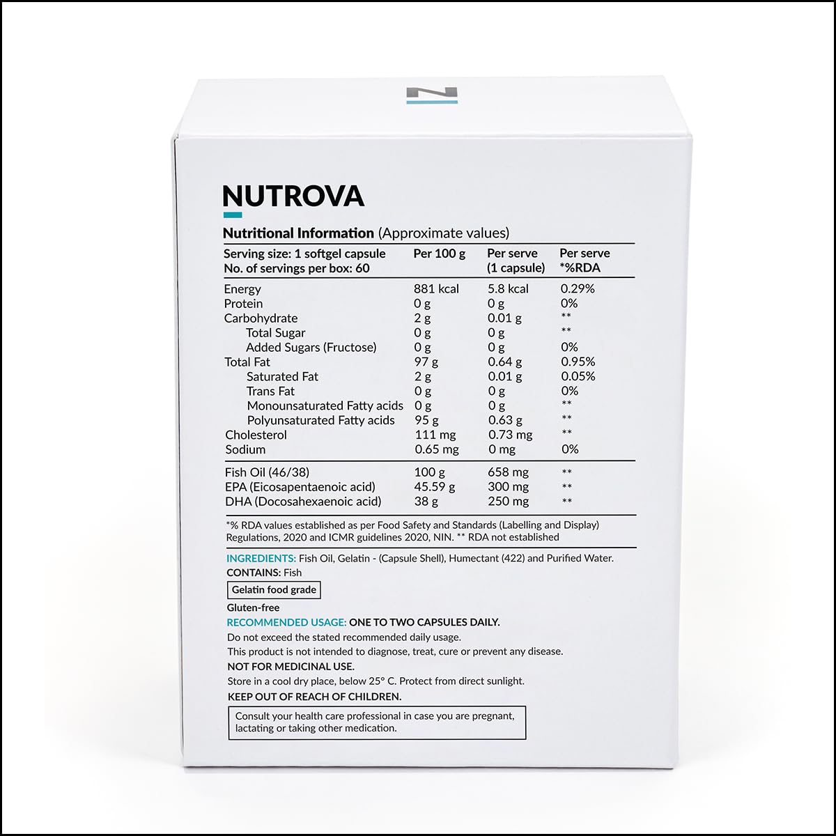 NUTROVA Fish Oil 84 Omega-3 High Purity, Heavy Metal Tested, Small Ente- image 7