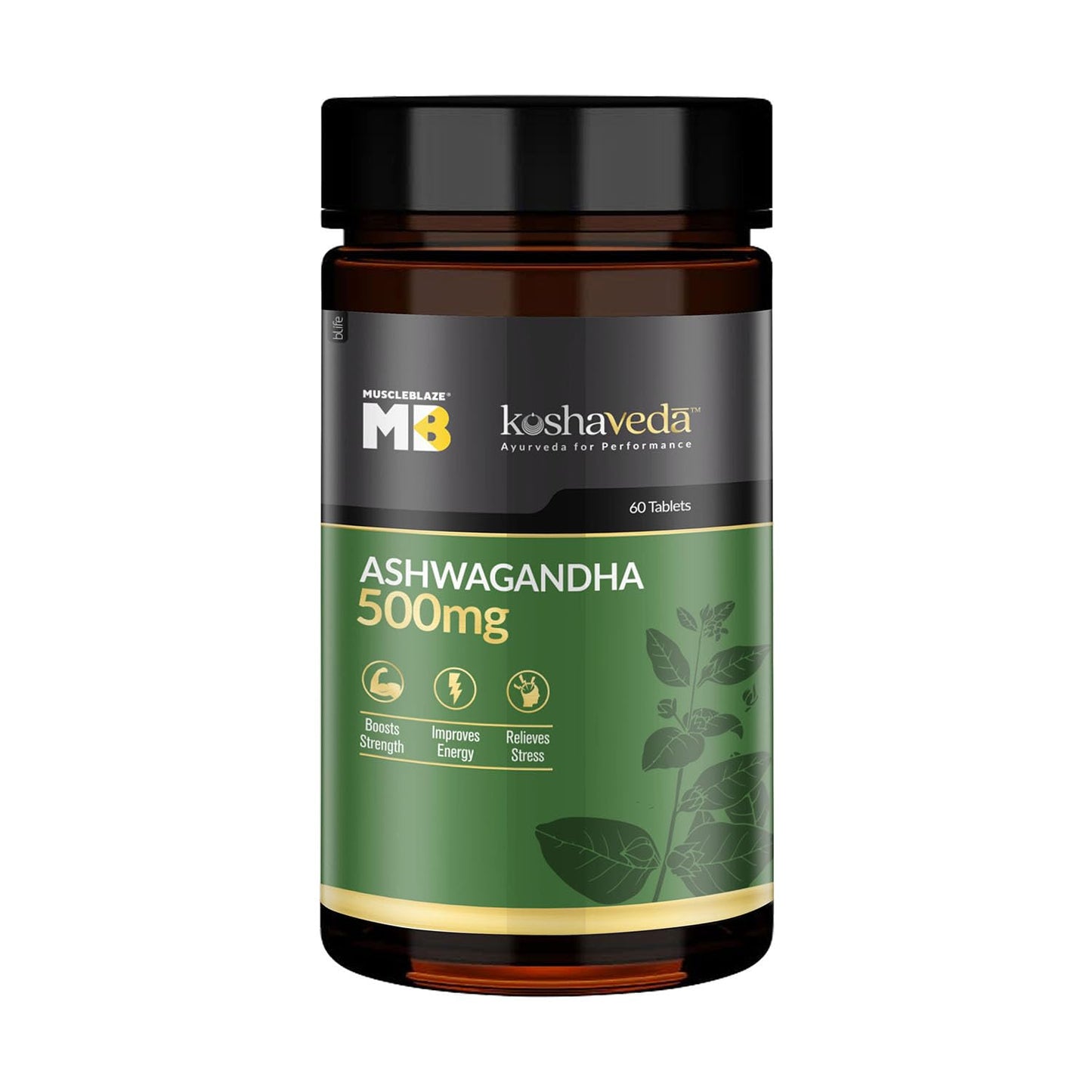 MuscleBlaze Koshaveda Ashwagandha 500mg (60 Tablets) | Ayurveda for Performance,