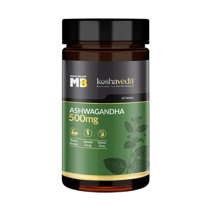 MuscleBlaze Koshaveda Ashwagandha 500mg (60 Tablets) | Ayurveda for Performance,