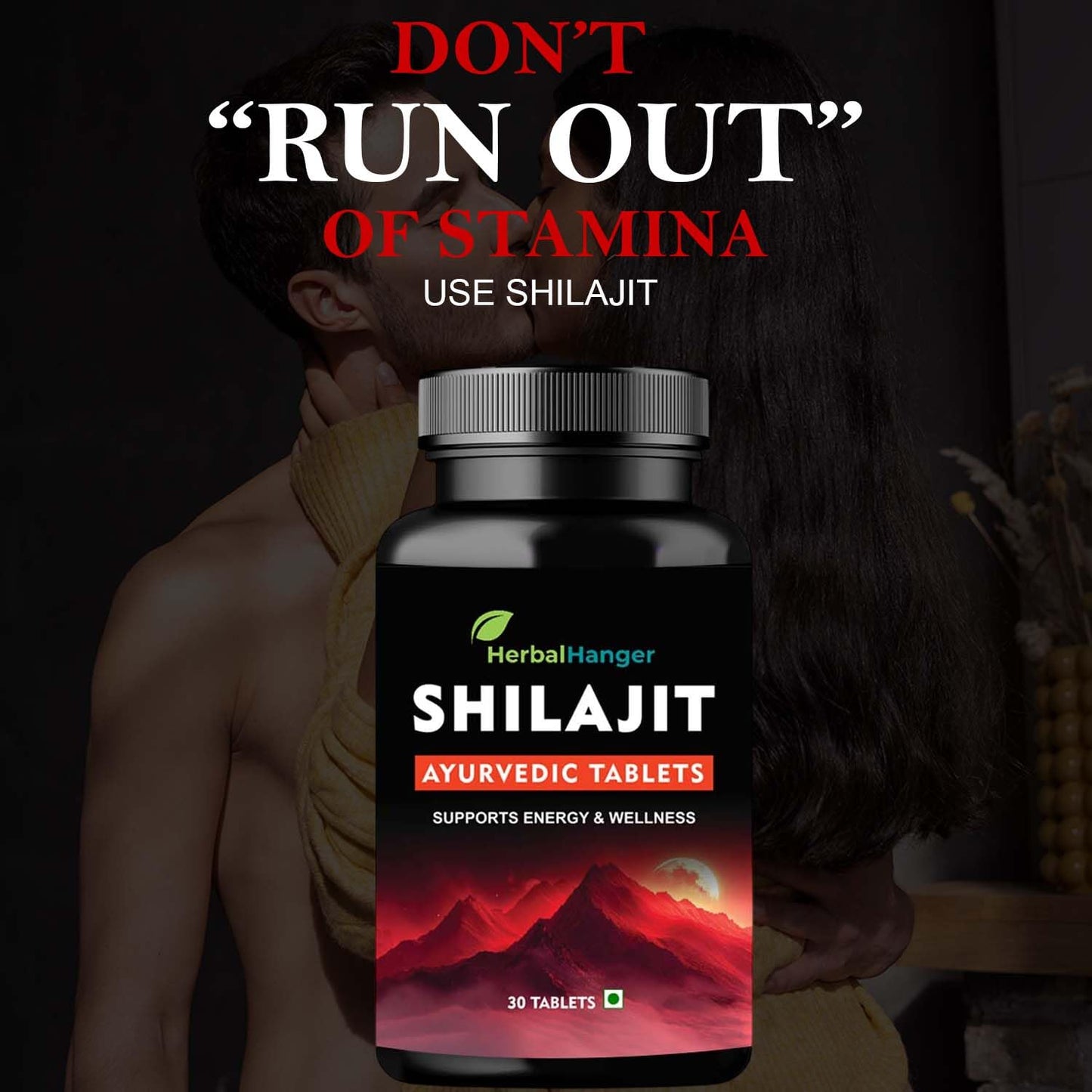 Herbal Hanger Shilajit Ayurvedic Tablets with Ashwagandha, Shatavari, Gokshura & Black Musli | 30 Tablets | 100% Ayurvedic for Strength, Stamina and Power | for Men