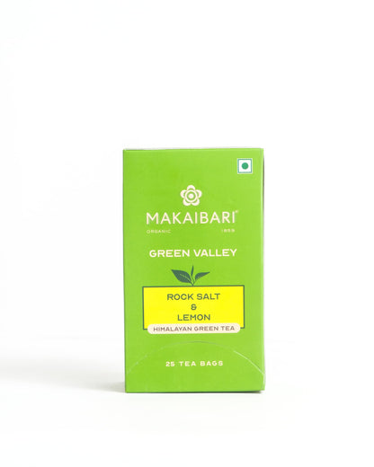 Makaibari Apoorva Green Valley Rock Salt and Lemon Darjeeling Green 25 Tea Bags | Rich in Anti-oxidants, Low -Caffeine, Made With Finest Ingredients