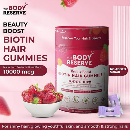 The Body Reserve DHT Blocker Biotin Hair Gummies | No Added Sugar| Builds Keratin for Stronger Hair,Nails & Healthier Skin| Reduces Hair Fall For Men Women| Strawberry Flavour (30 Gummies, Pack of 1)