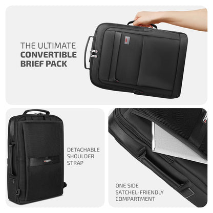 VIP Legacy 17 Inch Convertible Laptop Backpack 25L | Water-Resistant with USB Charging Port | Padded Laptop Sleeve, 3 Compartments, Front Organizer | Office & Travel Backpack for Men & Women (Black)