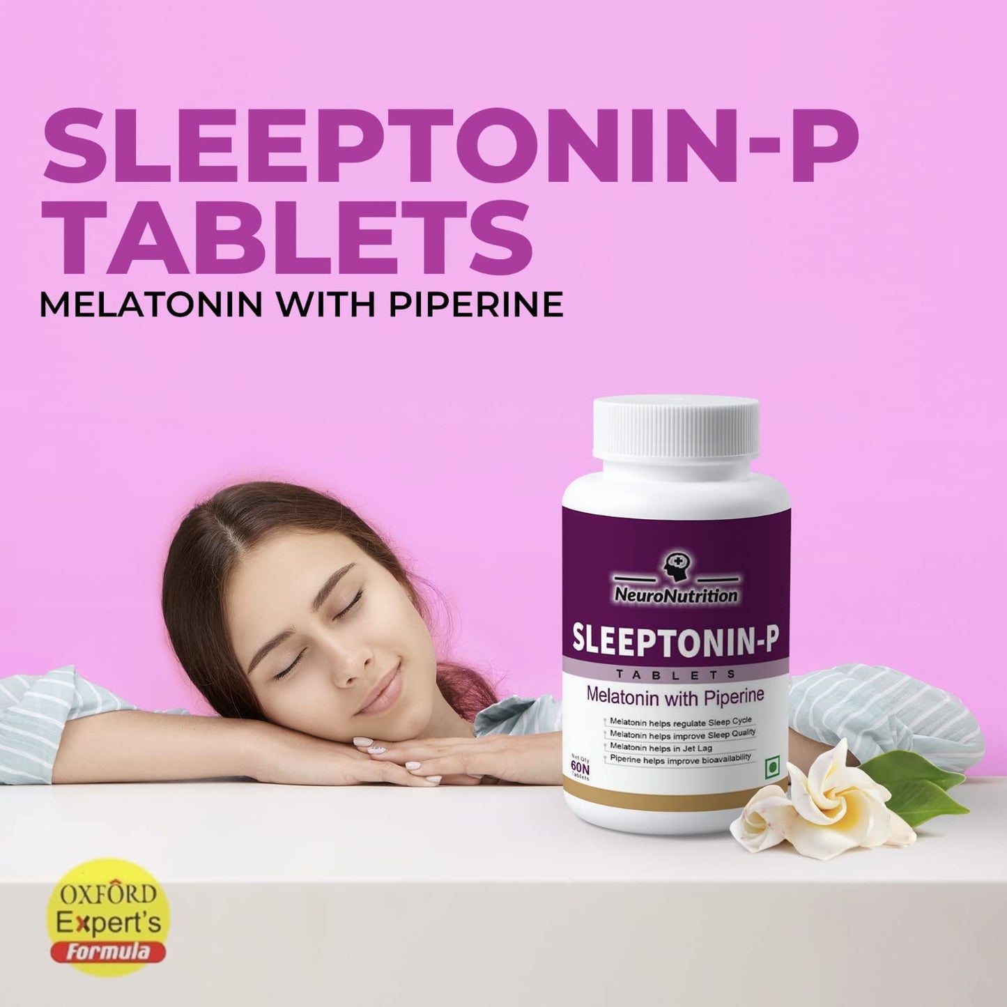 NeuroNutrition Oxford Expert's BUY1GET1 FREE TODAY ONLY DEAL SLEEP KIT SLEEPTONIN-P Melatonin 3mg With Sleep Assessment & Knowledge Kit, Sleeping pills, Sleeping tablets (Developed Formula by Oxford University Sleep Medicine Expert) (Pack of 60 Tablets)