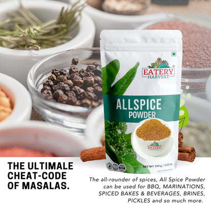 EATERY HARVEST by Saipro Whole Allspice 100 gm, Allspice has flavor of all spices like Clove, Cinnamon, Nutmeg, Mace, Black pepper, best for Caribbean cuisine| Shital Chini| Kabab Chini | Piper Cubeba Linn Cubeb Berries Jamaica Pepper For Seasoning Vegeta