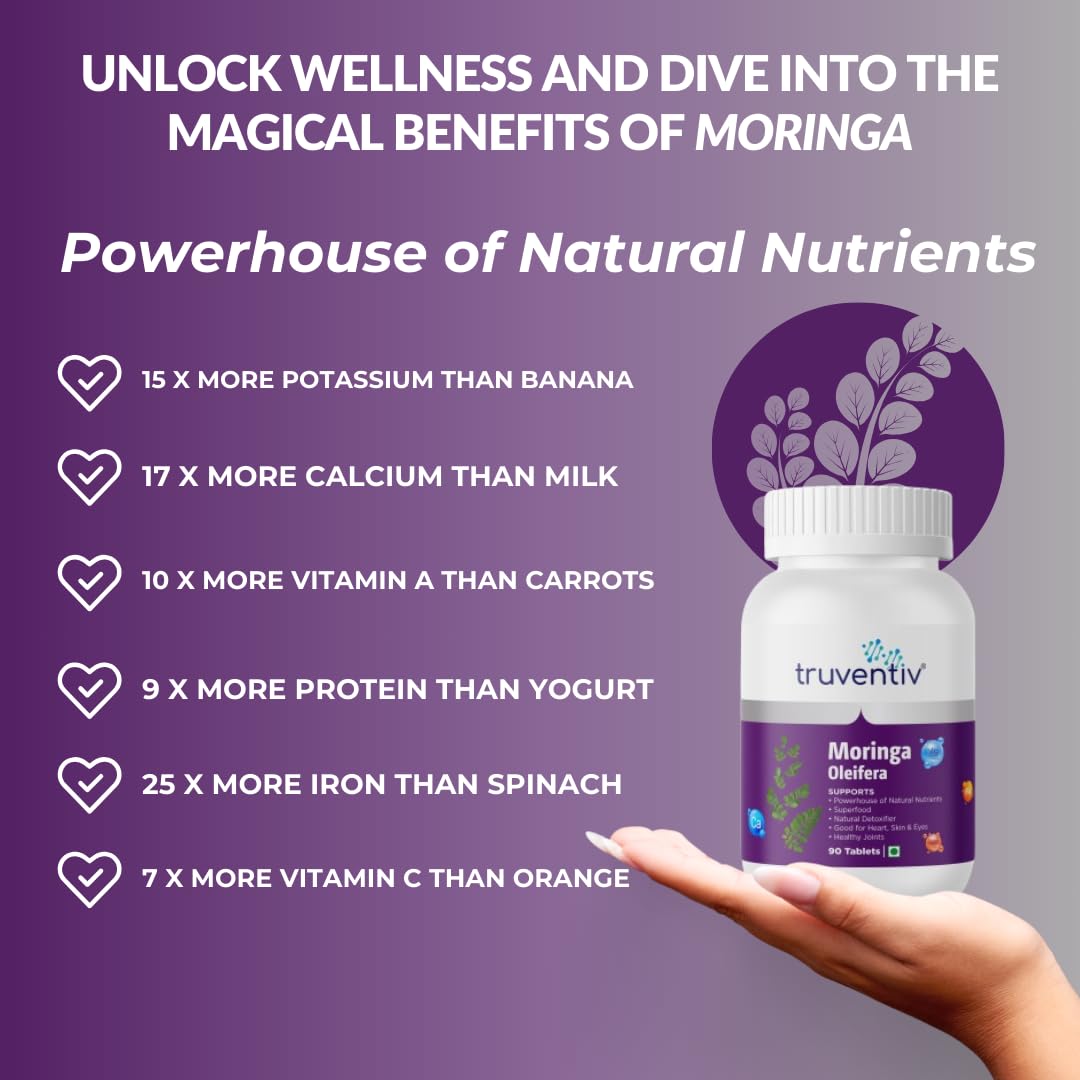 Truventiv Moringa Oleifera 500 mg Gold Standard 100% Pure & Premium - 90 Tablets