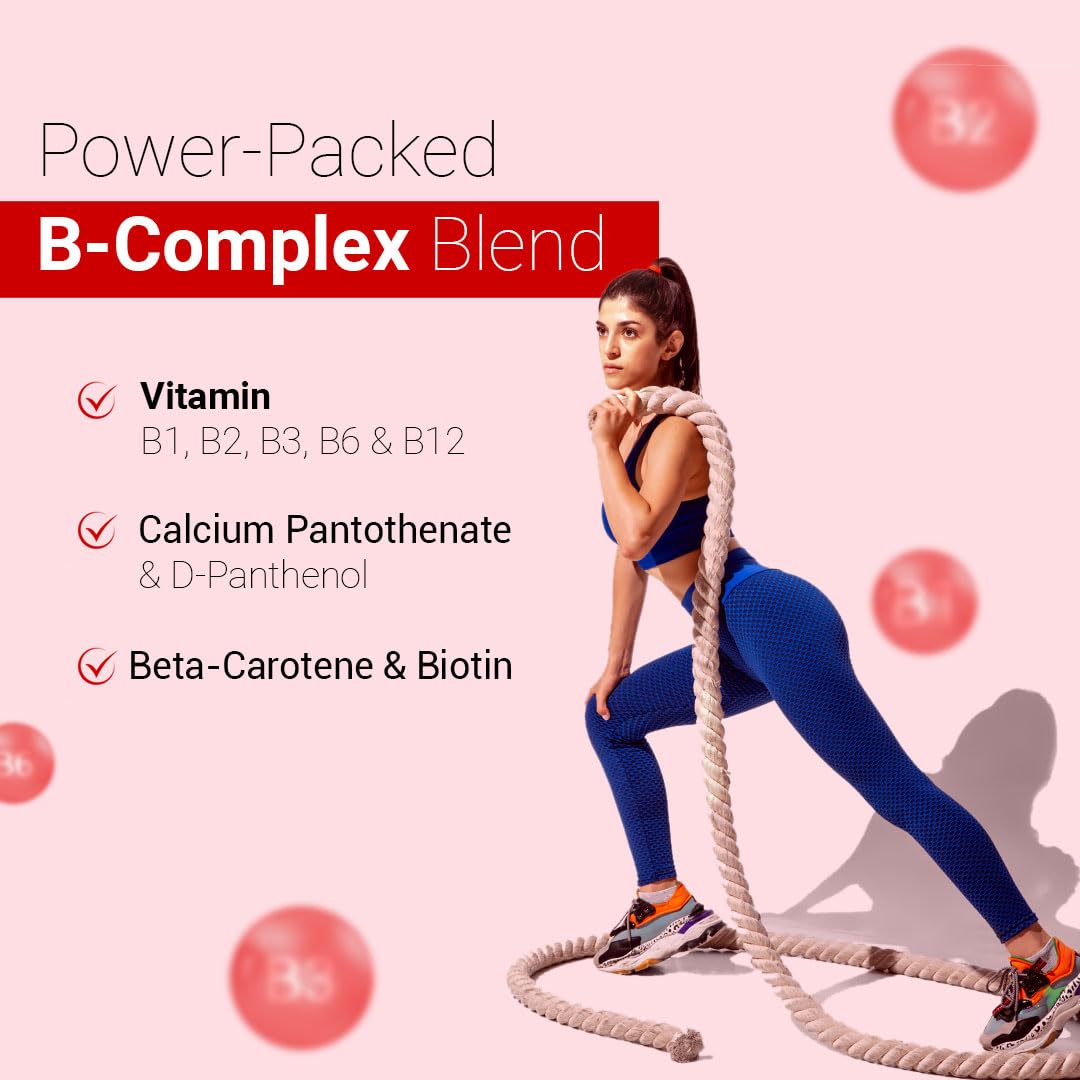CUREFOREVER Vitamin B Complex Tablets | with B1, B2, B5, B6, Biotin & B12 | Energy, Metabolism & Immunity Support | Healthy Hair, Skin & Nails | Vegan B Complex for Men & Women – 60 Tablets