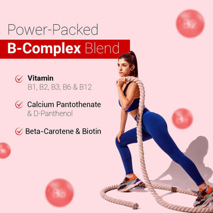 CUREFOREVER Vitamin B Complex Tablets | with B1, B2, B5, B6, Biotin & B12 | Energy, Metabolism & Immunity Support | Healthy Hair, Skin & Nails | Vegan B Complex for Men & Women – 60 Tablets