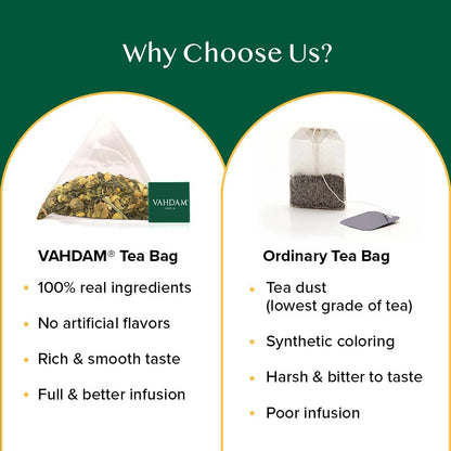VAHDAM Chamomile Mint Citrus Green Tea | 15 Tea Bags | Refreshing Wellness Green Tea Blend with Real Chamomile, Spearmint & Lemongrass | Calming, Antioxidant Green Tea | Non-GMO, Gluten-Free