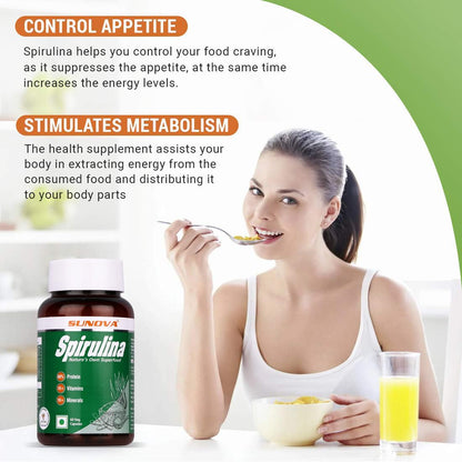 SUNOVA Organic Spirulina Capsules - Nature's Own Superfood and Nutritional Supplement, Spirulina for Full Body Support - 60 Capsules x Pack of 3