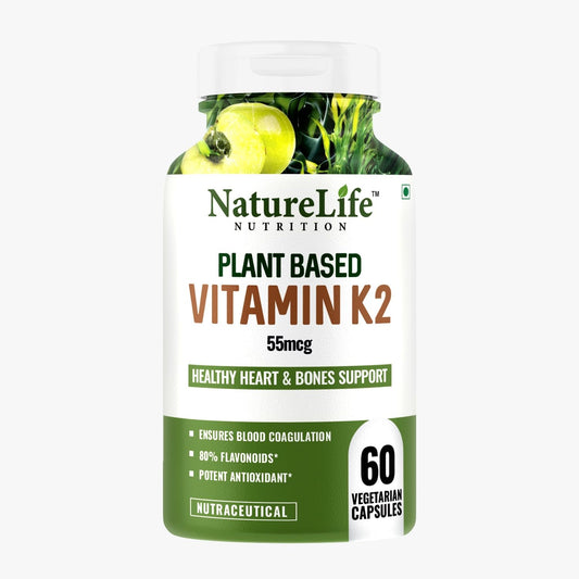 Naturelife Organics Plant-Based Vitamin K2 Supplement Supports Stronger Bone & Heart Health - 60 Veg Capsules