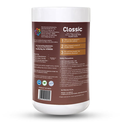 Pro360 Classic Daily Wellness Nutritional Protein Supplement Powder for Men and Women - Instant Beverage Mix - 200+200g (Chocolate) Pack of 2
