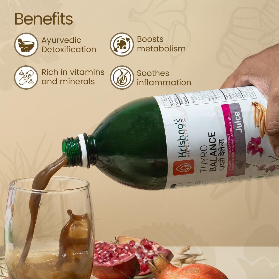 Krishna's Cholesterol Care And Thyro Balance Juice For Digestion, Metabolic Balance And Daily Wellness - 1000 ml Each (Combo pack of 2)