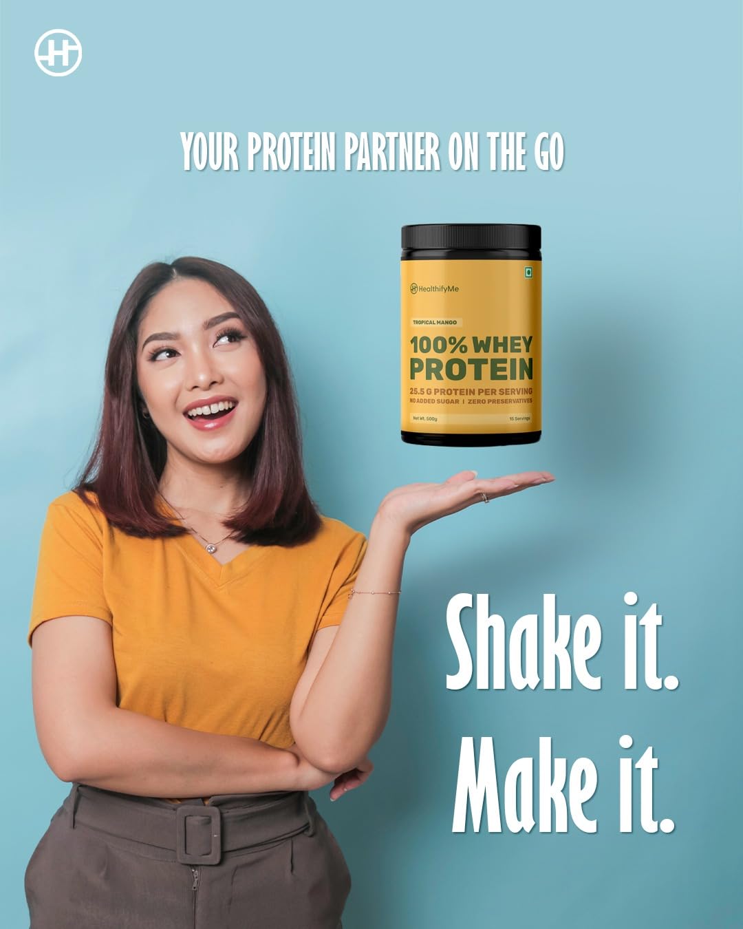 Healthifyme 100% Whey Protein Powder- 1 KG, With Digestive Enzymes, 25.5gm protein, No added Sugar, Zero Preservatives, Muscle Support & Recovery (Double Chocolate)