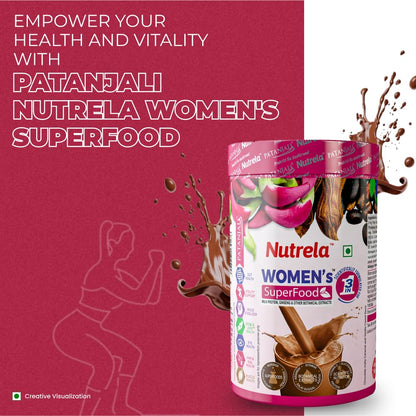 Nutrela Women Superfoods Protein Powder - 400g, Chocolate | Everyday Fitness with Biofermented Multivitamins & Whey Protein to support in Bone & Joints Health , Muscle , Heart , Hair & Nails , Vitality and Mood Stabilizer