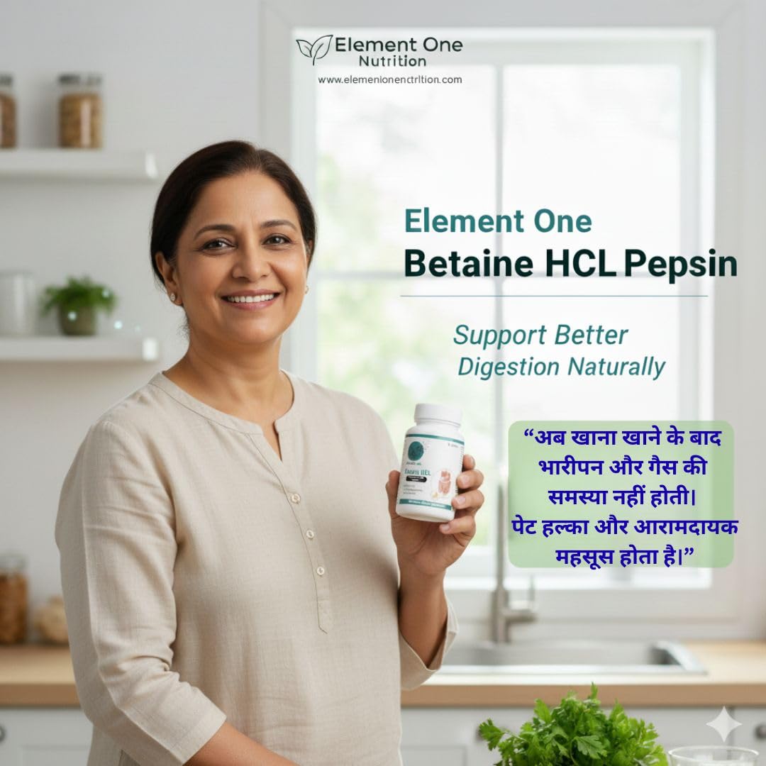 Betaine HCL with Pepsin – Supports Nutrient Absorption, Healthy Stomach Acid Levels & Digestive Enzyme Function – Helps Indigestion, Bloating & Gut Health 60 Veg Tablets