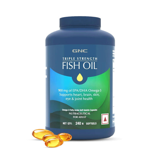 GNC Triple Strength Fish Oil 1500mg Omega-3 with 900mg EPA & DHA | 240 Softgels | For Heart, Healthy Cholesterol, Joint Comfort, Focus & Vision | Enteric-Coated for No Fishy Aftertaste |USA Formulated