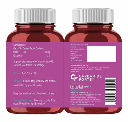 Carbamide Forte Biotin Tablets for Hair Growth | Biotin Supplement 10000 mcg | Hair Supplements for Women & Men | 60 Hair Growth Tablets