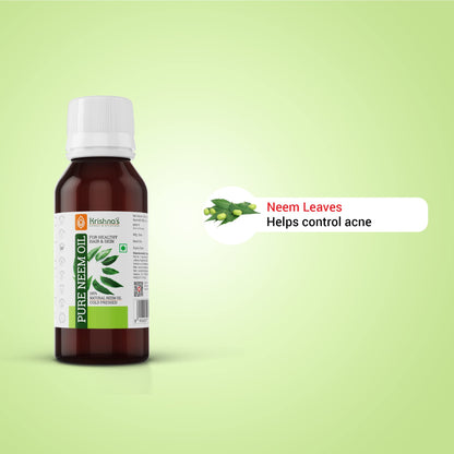Krishna's Pure Neem Oil - 50 ml (Pack of 3) | Natural & Cold Pressed Neem Oil | For Healthy Skin & Hair