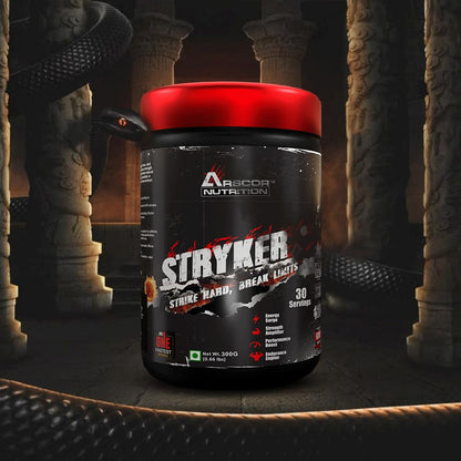 Arscor Stryker Pre-Workout | High-Stim Preworkout Supplement 200mg Caffeine, 3000mg Beta-Alanine & 3000mg L-Citrulline, 1000mg Creatine HCL | High Energy, Pump & Endurance (300g, Rocket Pop)