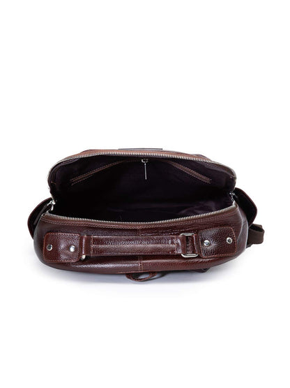 Teakwood Unisex Genuine Leather Dark Brown textured Backpack||Unisex Laptop Bag/Backpack