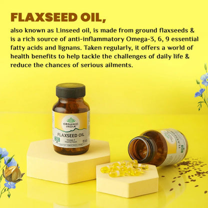 A TATA Product - Organic India Flaxseed Oil - 60 Veg Capsules, Natural- image 6