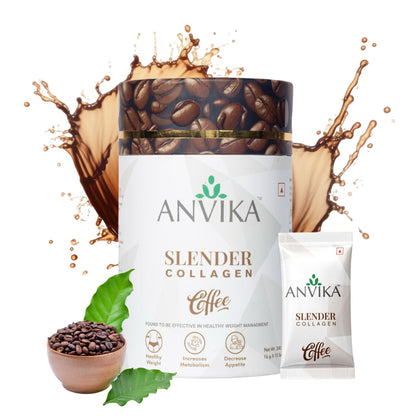 Anvika Slender Collagen Coffee with Marine Collagen Peptides, Garcinia Cambogia & L-Carnitine | Supports Weight Management, Boost Metabolism | Real Coffee Flavor | 150g