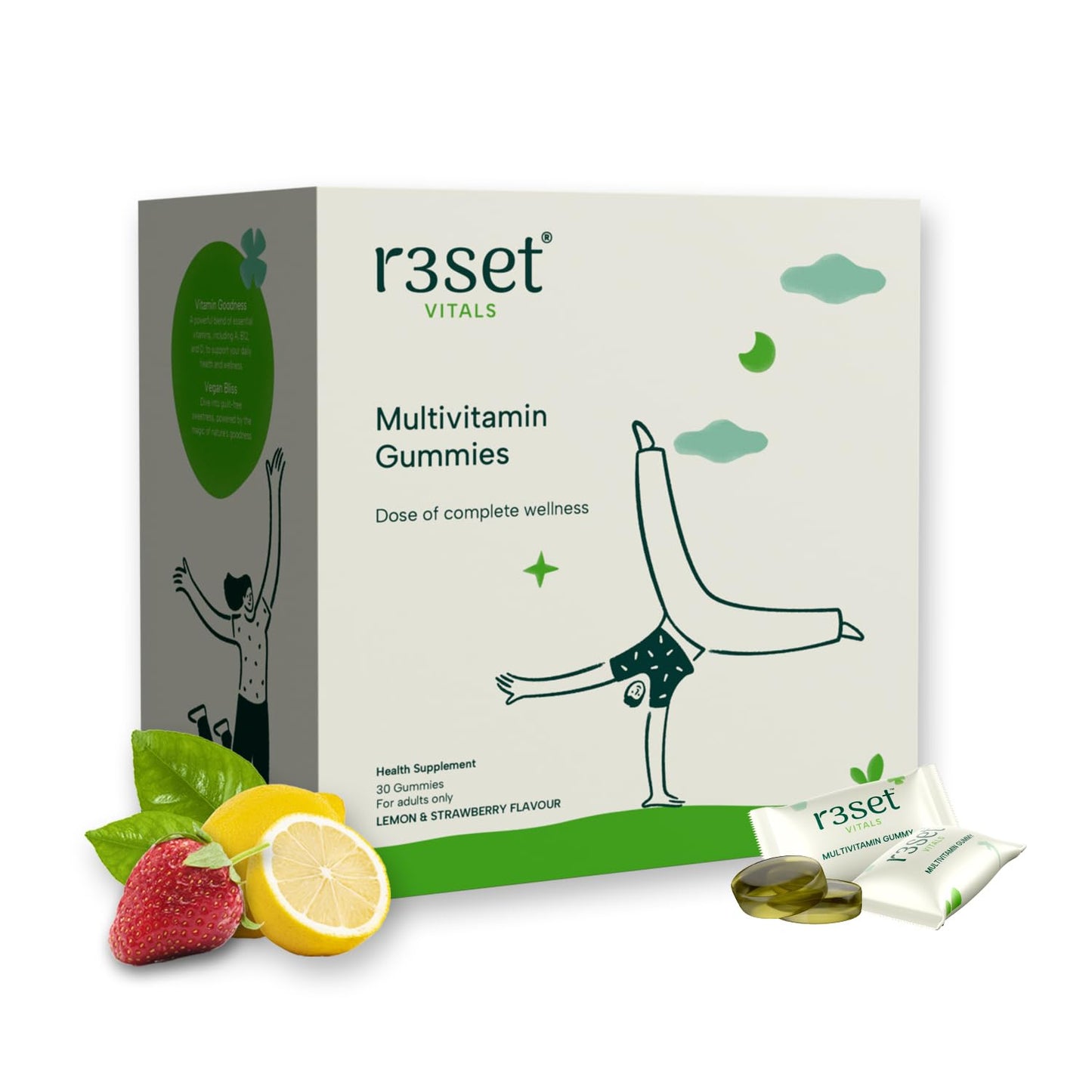 R3SET Multivitamin Gummies for Men & Women | Boosts Immunity, Energy & Stamina | Fills Daily Nutritional Gaps | 100% Vegetarian, No Added Sugar | Vitamins A, C, D, E & Zinc for Overall Health – 30 Gummies