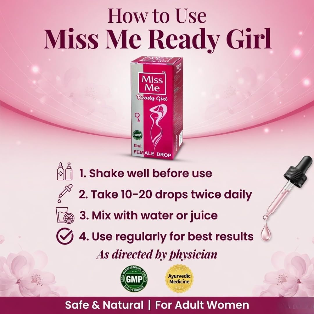 READY GIRL Ayurvedic Female Wellness Drops for Women |10 ml | Herbal Daily Wellness Support with Shatavari | Liquid Drops for Energy Vitality & Mood Balance | Mix with Water, Juice or Milk