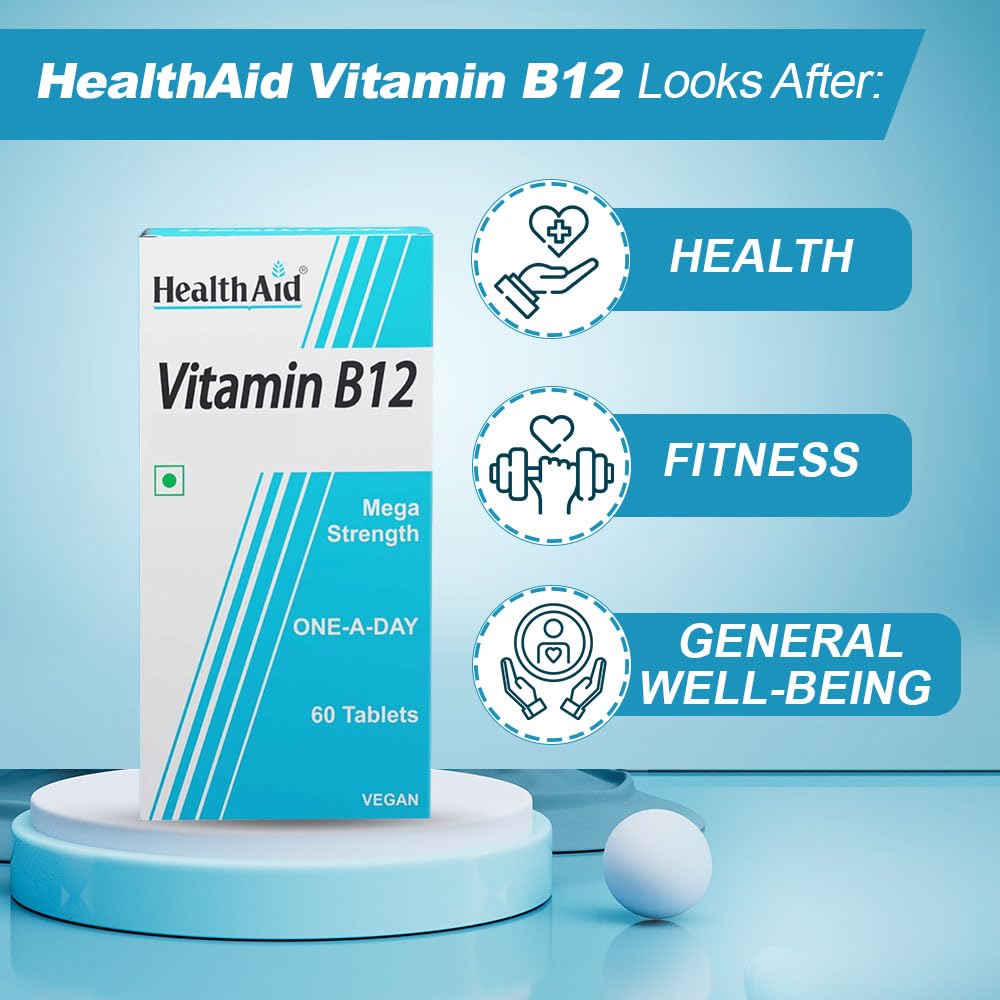 HealthAid Vitamin B12 Supplements – B12 Tablets for Men & Women | Suppo- image 3