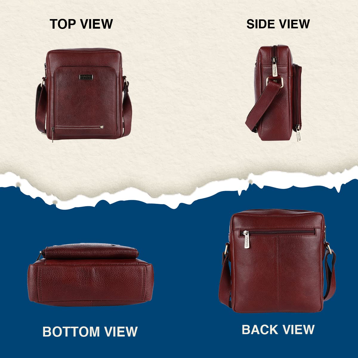 HAMMONDS FLYCATCHER Unisex Genuine Leather Brown Sling Messenger Bag (SB1171BR) (Brown)