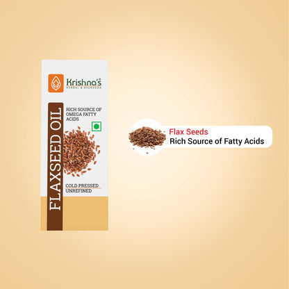 Krishna's Flaxseed Oil (50 ml)(Pack of 2) | Virgin Cold Pressed Flex seed oil | Rich in Omega 3-6-9 | Made in Kachi Ghani