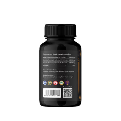 VCA Healthcare Triphala Extract Tablets | Ayurvedic Herbal Supplement for Digestive & Detox Support | Gut Health & Constipation Support | Natural Cleanse and Metabolism Support (Pack of 1)