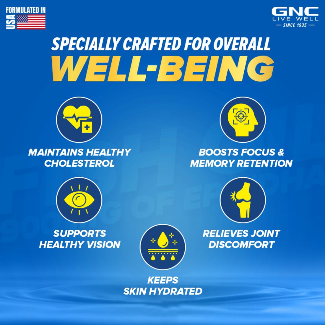 GNC 1500 Mg Triple Strength Fish Oil Omega 3 Capsules For Men & Women,120 Softgels,900Mg (540 Mg Epa & 360 Mg Dha),Improves Memory,Protects Vision,No Fishy Aftertaste,Supports Family Health