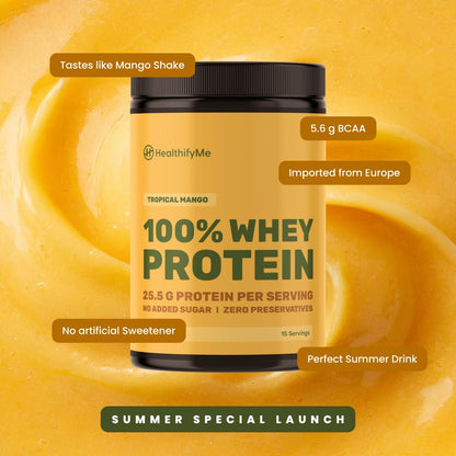 Healthifyme 100% Whey Protein Powder- 1 KG, With Digestive Enzymes, 25.5gm protein, No added Sugar, Zero Preservatives, Muscle Support & Recovery (Double Chocolate)