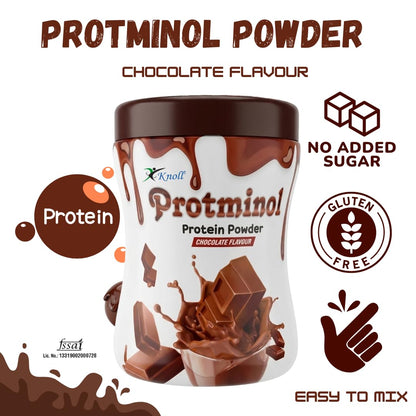 Knoll Healthcare Protminol Protein Powder Chocolate Flavour Daily Nutrition Supplement for Energy | Growth & Immunity Supports Active Lifestyle | Muscle Strength & Wellness for Teens & Adults | 200g