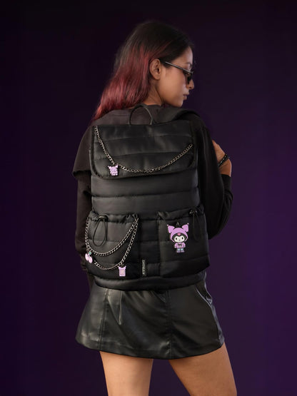 The Souled Store Hello Kitty: Kuromi Pack Backpack Officially Licensed Sanrio 18L Water Resistant Laptop Backpack Unisex Travel College Office Bag with Kuromi Charms