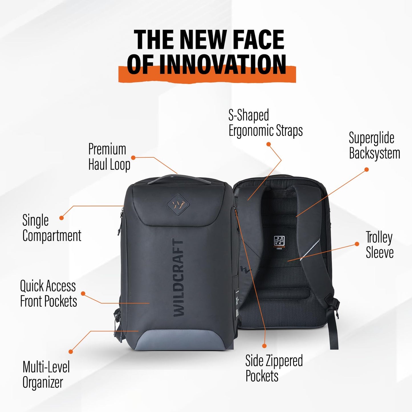 Wildcraft Torres Pro 20 Ltrs Laptop Backpack for Travel Gym Office | Unisex Backpack with Rain Cover | Durable & Spacious Bag for Men & Women 44 x30 x15Cm (Black)