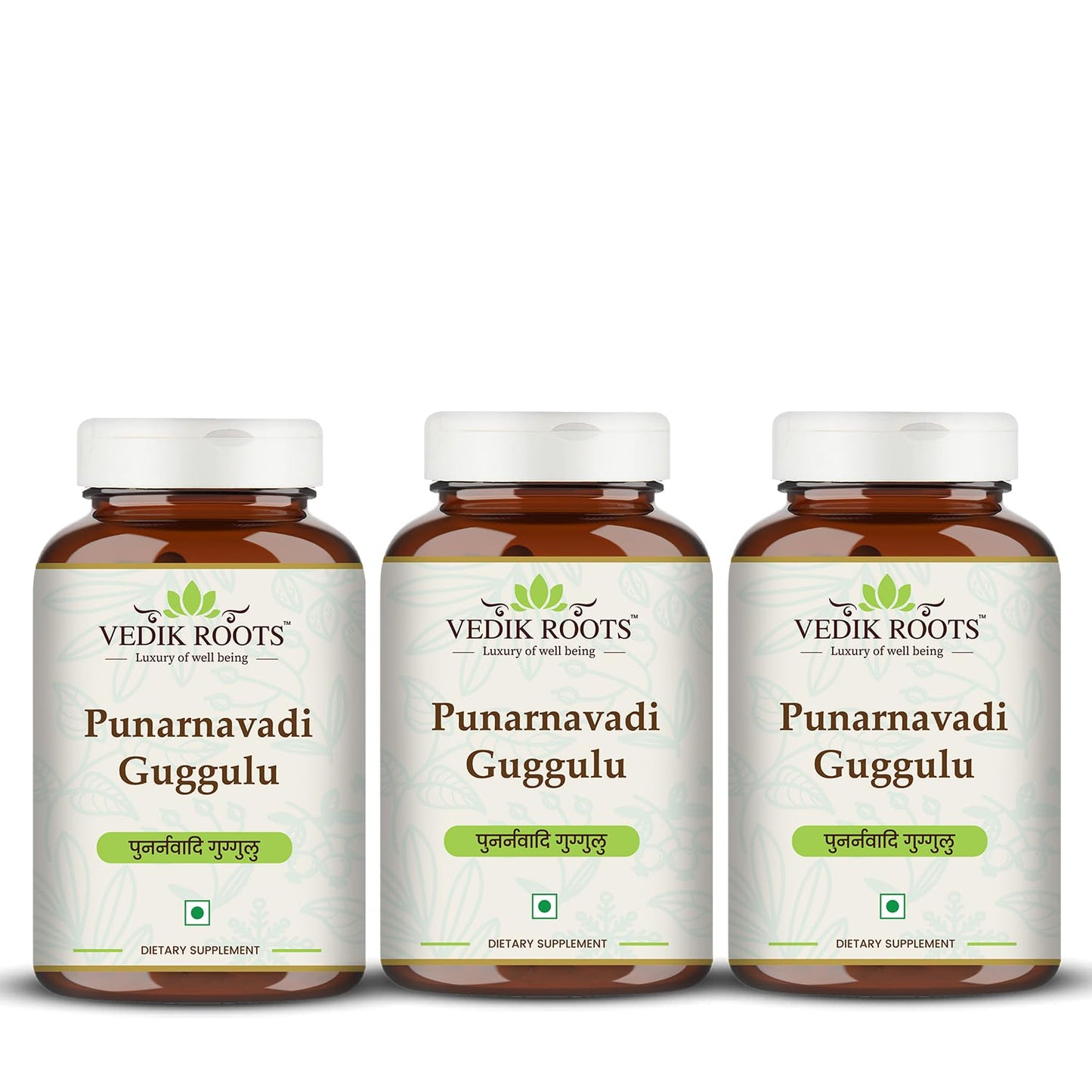Vedikroots Punarnavadi Guggulu Tablets | Organic Ayurvedic Guggulu Formula | Liver Cleansing | Herbal Supplement- 60 Tablets (Pack of 3)